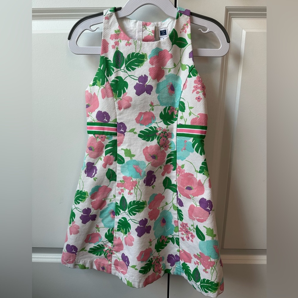 Janie and Jack Girls Floral  Summer Party Dress W/Bow (Size 5)